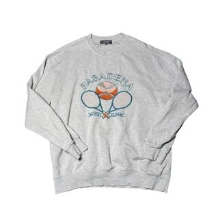 Primark Pasadena Racquet Academy Crewneck Sweatshirt Mens XL Grey Tennis Graphic